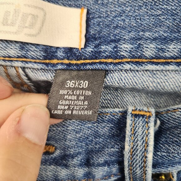 Relaxed Straight Faded Distressed Mens Workwear Blue Jeans Denim 36x30 Cotton - Picture 7 of 12